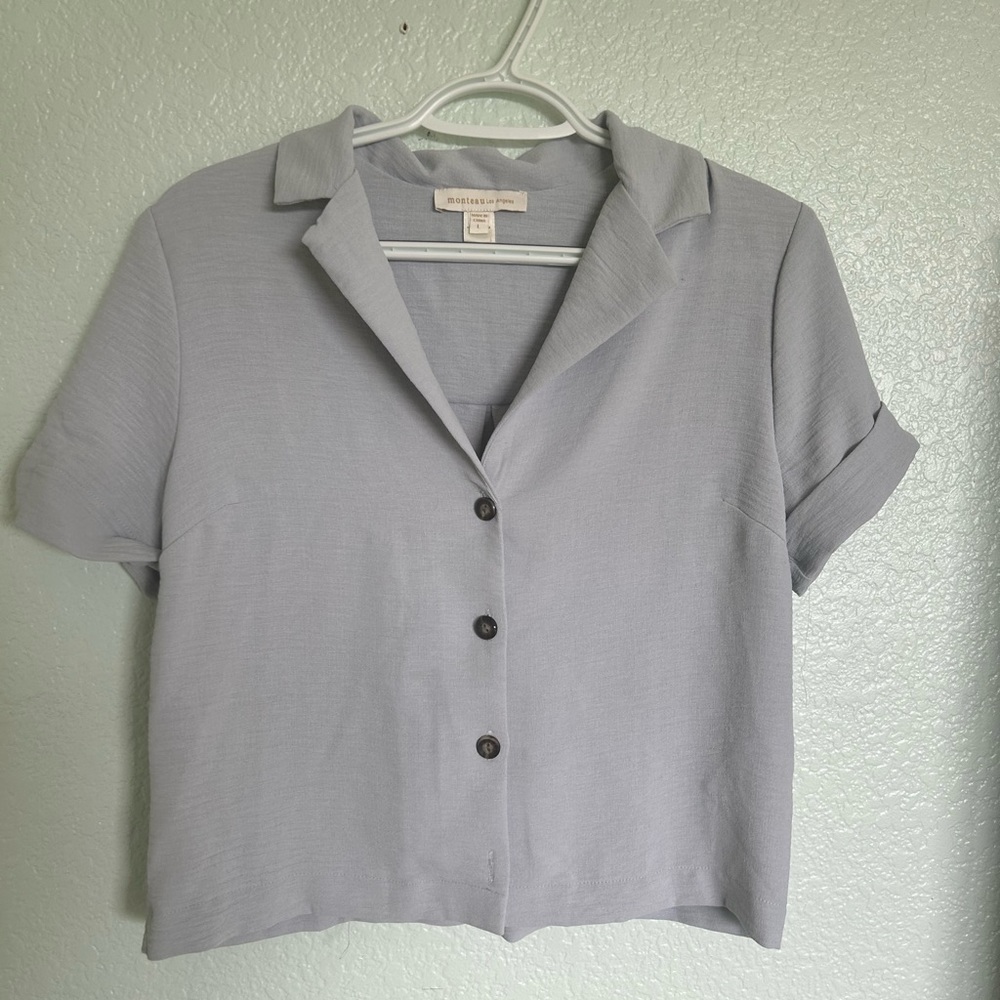 cropped short sleeve button down
